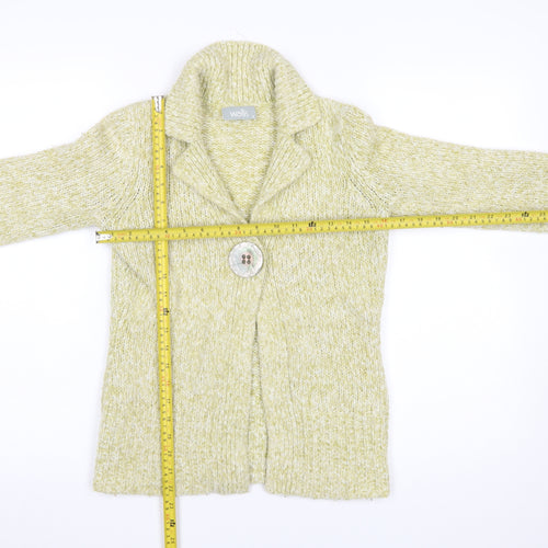 Wallis Women Beige Chunky-Knit Collared Cardigan Size 8