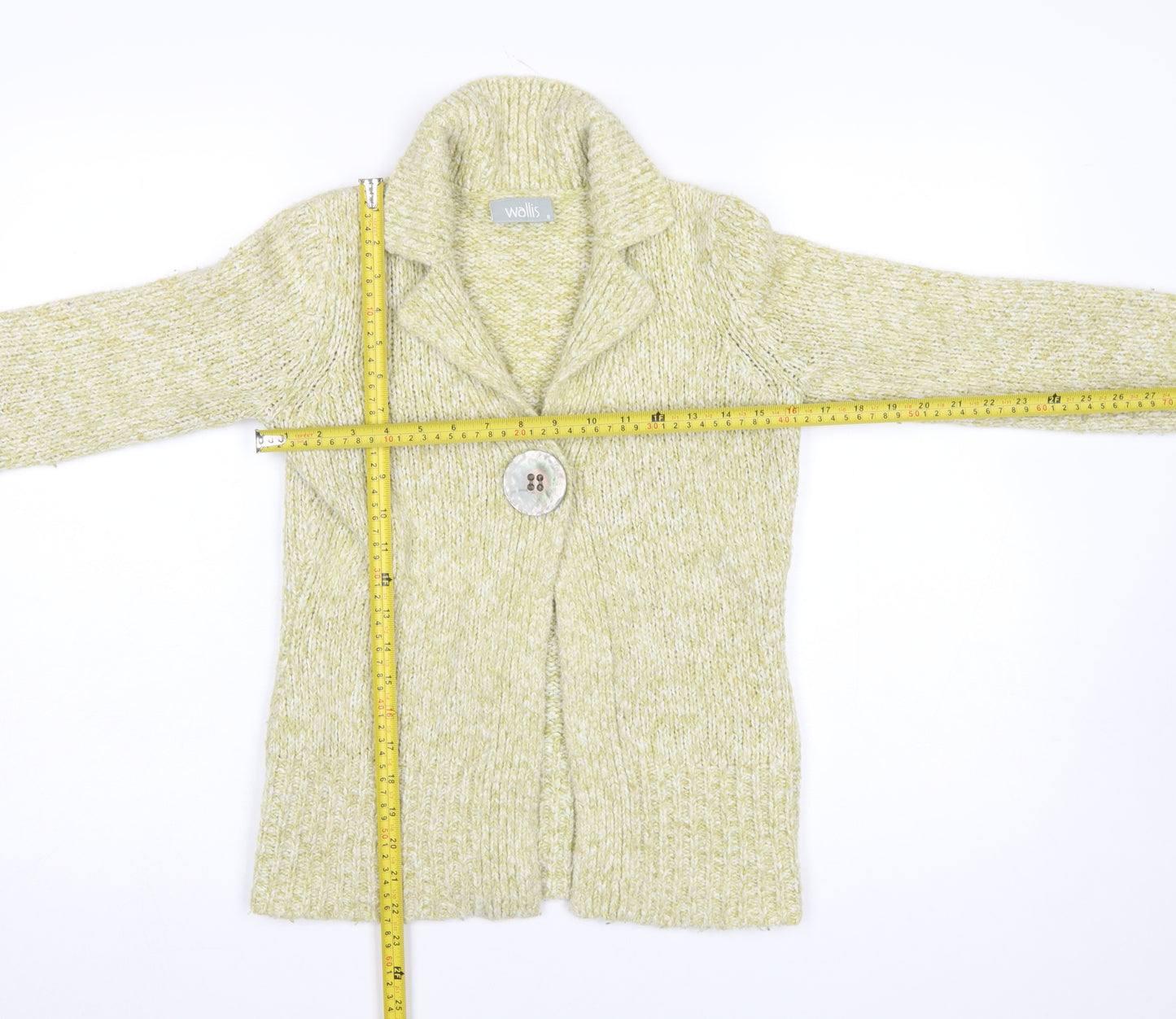 Wallis Women Beige Chunky-Knit Collared Cardigan Size 8