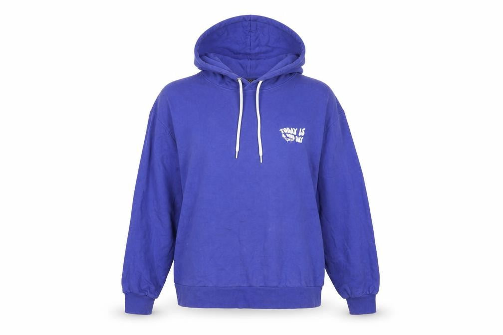 ASOS Women’s Blue Hoodie Size 8 Cotton Pullover with Graphic Print