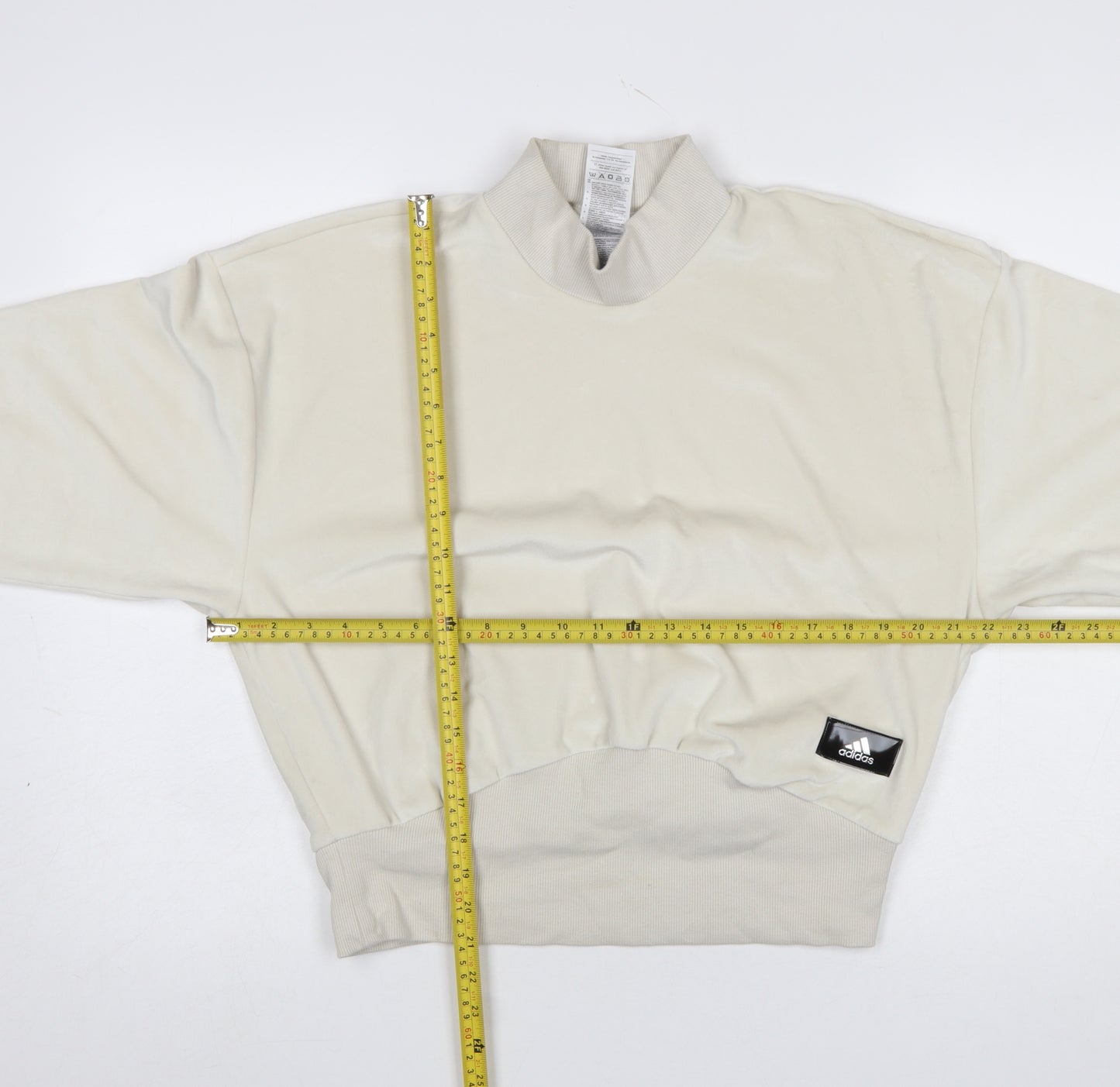 Adidas Women Beige Velour Mock Neck Pullover Sweatshirt Size 8-10