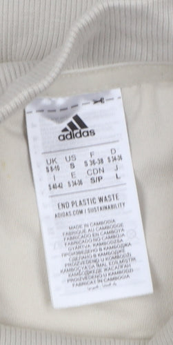 Adidas Women Beige Velour Mock Neck Pullover Sweatshirt Size 8-10