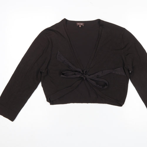 Phase Eight Women's Black V-Neck Tie Front Cardigan Size 16