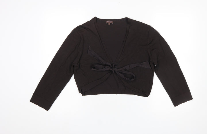 Phase Eight Women's Black V-Neck Tie Front Cardigan Size 16