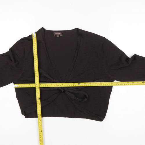 Phase Eight Women's Black V-Neck Tie Front Cardigan Size 16