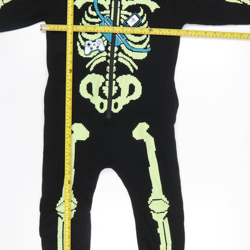 George Boys Black Skeleton Hooded One Piece Pyjamas 5-6 Years