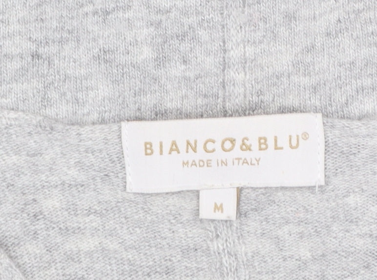 Bianco & Blu Women's Grey Wool Cashmere V-Neck Jumper Size M