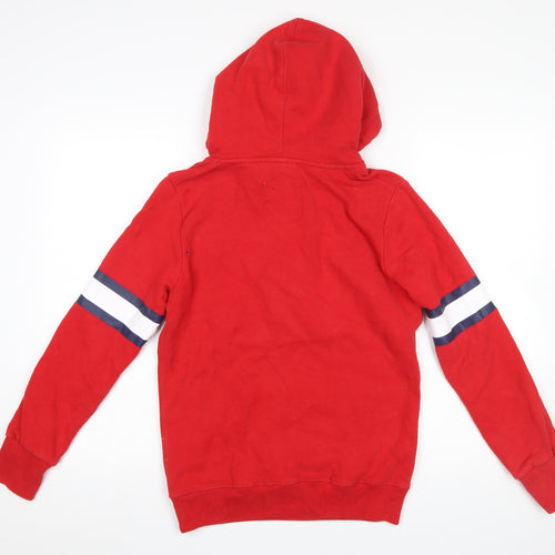 Superdry Women's Red Pullover Hoodie Small Varsity Graphic Sportswear