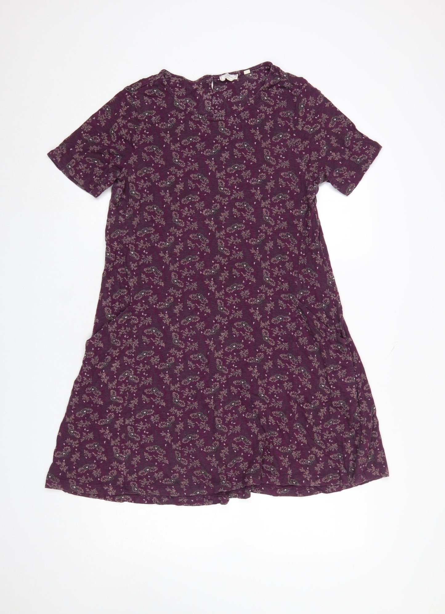 FatFace Women's Purple Paisley Cotton Modal Shift Dress Size 12