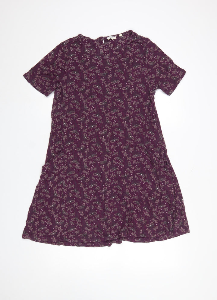 FatFace Women's Purple Paisley Cotton Modal Shift Dress Size 12