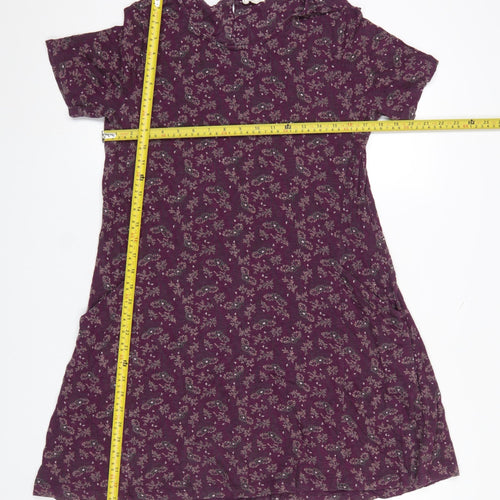 FatFace Women's Purple Paisley Cotton Modal Shift Dress Size 12