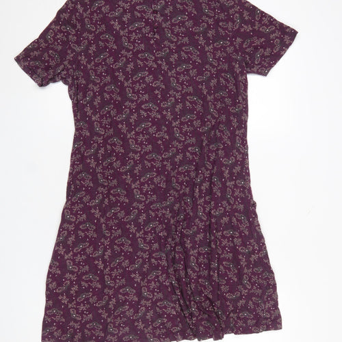 FatFace Women's Purple Paisley Cotton Modal Shift Dress Size 12