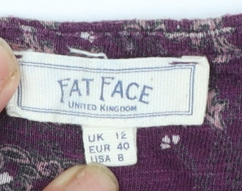 FatFace Women's Purple Paisley Cotton Modal Shift Dress Size 12