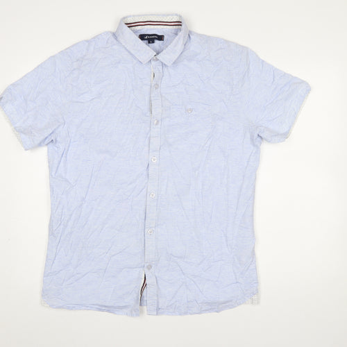 Kangol Men's Blue XL Button-Up Short Sleeve Casual Shirt