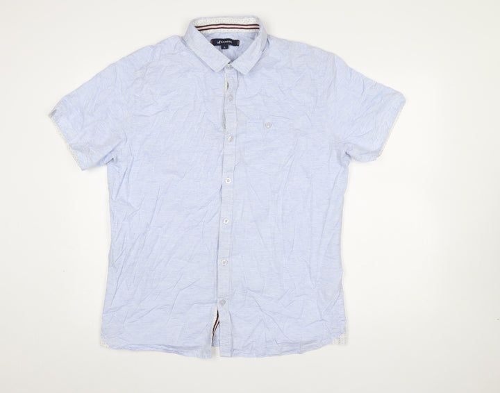 Kangol Men's Blue XL Button-Up Short Sleeve Casual Shirt