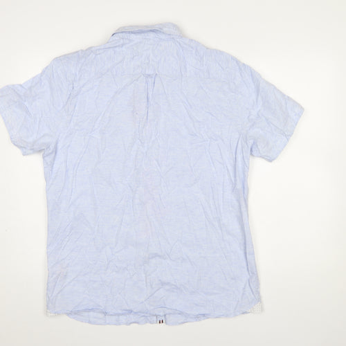 Kangol Men's Blue XL Button-Up Short Sleeve Casual Shirt