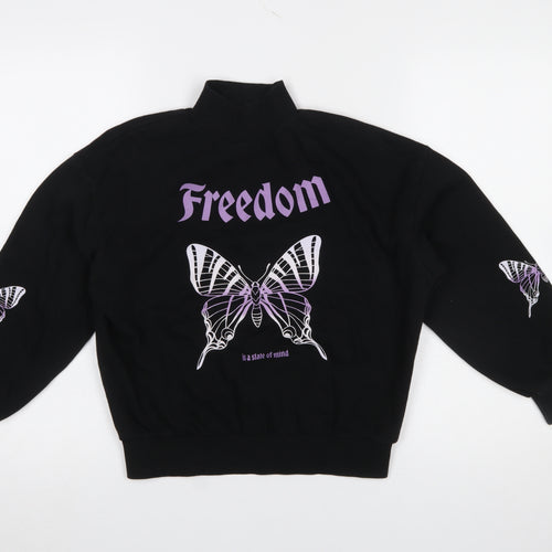 Destination Girls Black Freedom Butterfly Graphic Long Sleeve Pullover 9-10 Years
