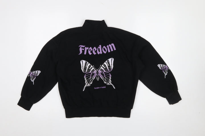 Destination Girls Black Freedom Butterfly Graphic Long Sleeve Pullover 9-10 Years