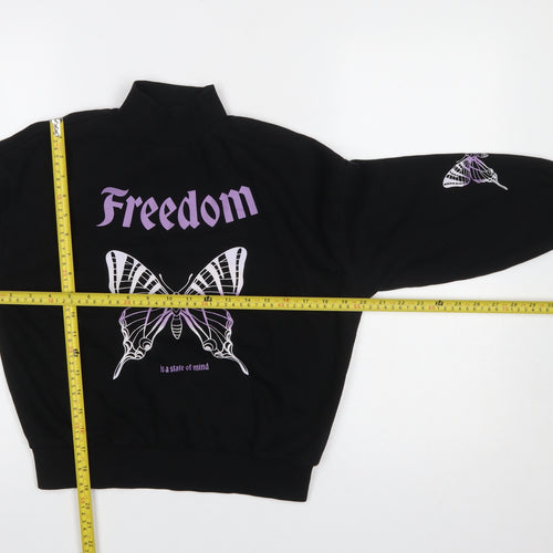 Destination Girls Black Freedom Butterfly Graphic Long Sleeve Pullover 9-10 Years