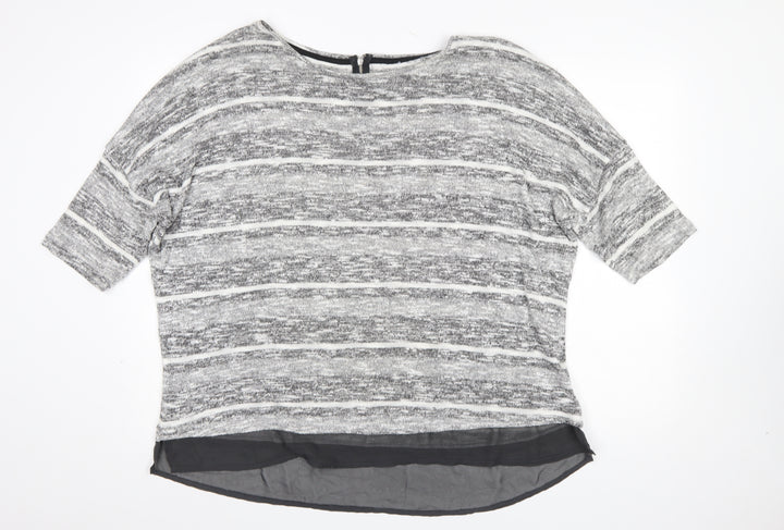 M&Co Women’s Grey Striped Knit Pullover Jumper Size 24