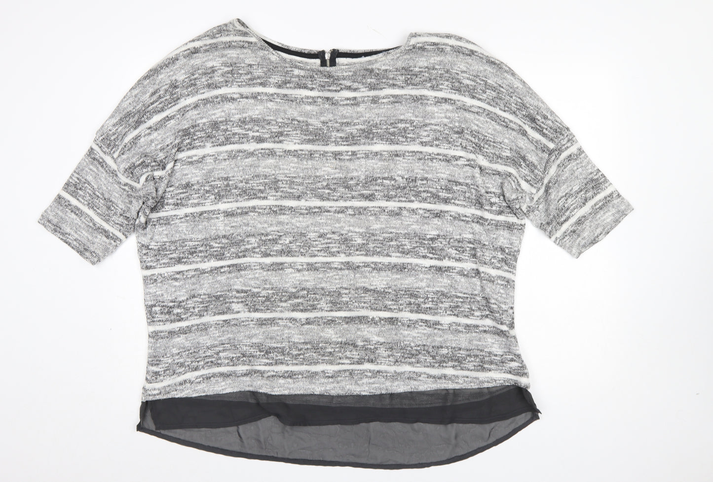 M&Co Women’s Grey Striped Knit Pullover Jumper Size 24