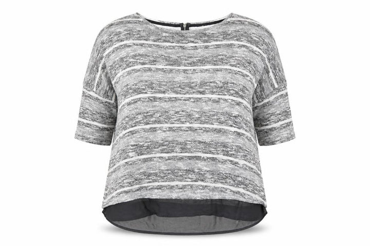 M&Co Women’s Grey Striped Knit Pullover Jumper Size 24