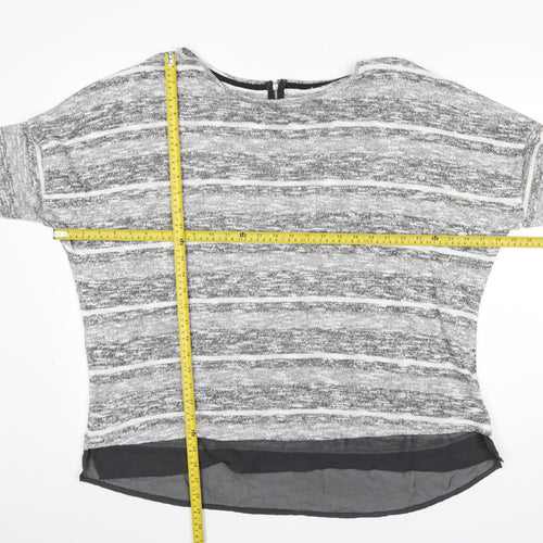 M&Co Women’s Grey Striped Knit Pullover Jumper Size 24