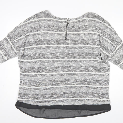 M&Co Women’s Grey Striped Knit Pullover Jumper Size 24