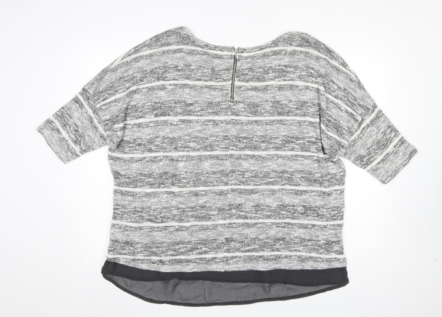 M&Co Women’s Grey Striped Knit Pullover Jumper Size 24