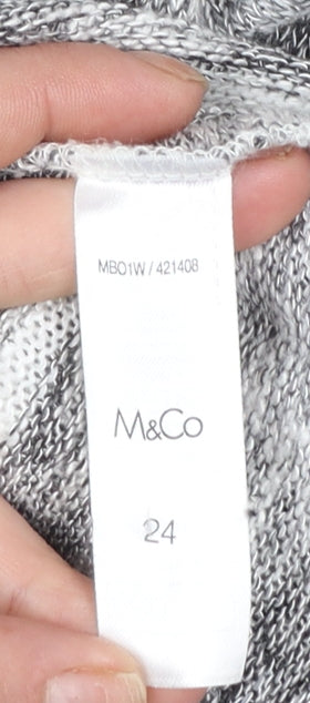M&Co Women’s Grey Striped Knit Pullover Jumper Size 24
