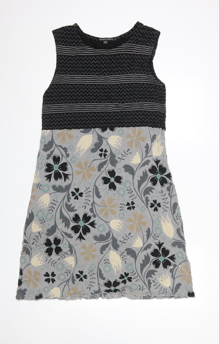 Gudrun Sjödén Women Grey Floral Knee Length Shift Dress L