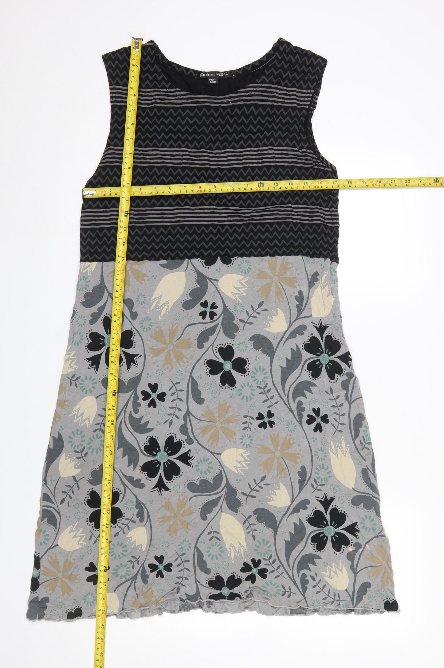 Gudrun Sjödén Women Grey Floral Knee Length Shift Dress L