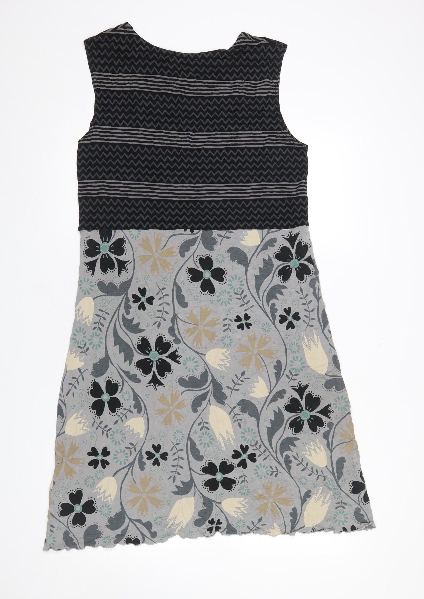Gudrun Sjödén Women Grey Floral Knee Length Shift Dress L