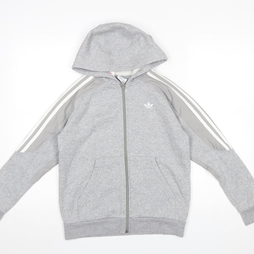 Adidas Girls Grey Full Zip Hoodie 12-13 Years Sports Fleece Jacket