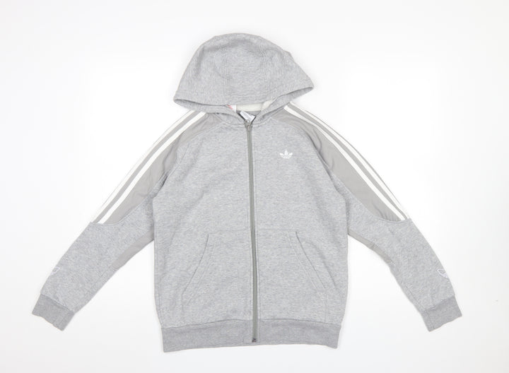 Adidas Girls Grey Full Zip Hoodie 12-13 Years Sports Fleece Jacket