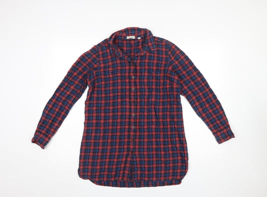 Fat Face Womens Red Check Flannel Button-Up Shirt Size 10