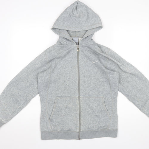 Nike Boys Grey Full Zip Hoodie L 12-13 Years Cotton Blend Sportswear