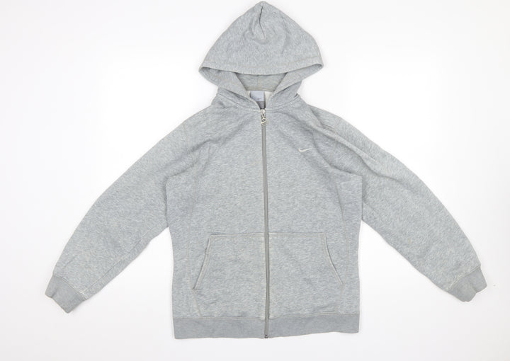 Nike Boys Grey Full Zip Hoodie L 12-13 Years Cotton Blend Sportswear