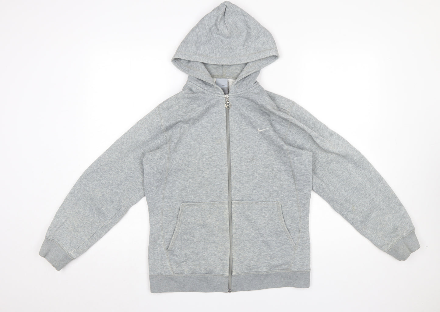 Nike Boys Grey Full Zip Hoodie L 12-13 Years Cotton Blend Sportswear
