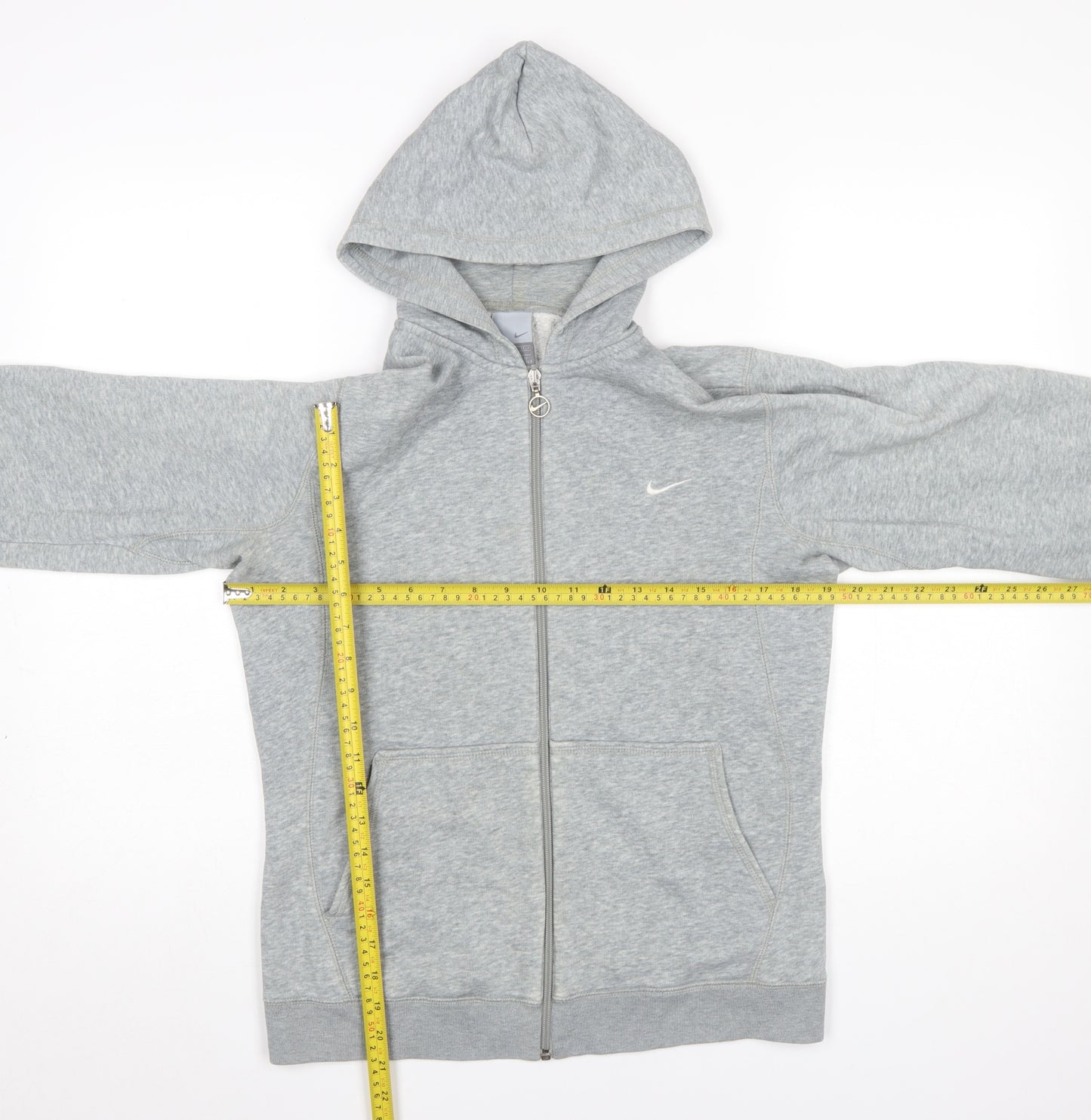 Nike Boys Grey Full Zip Hoodie L 12-13 Years Cotton Blend Sportswear