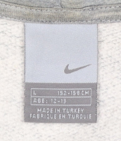 Nike Boys Grey Full Zip Hoodie L 12-13 Years Cotton Blend Sportswear