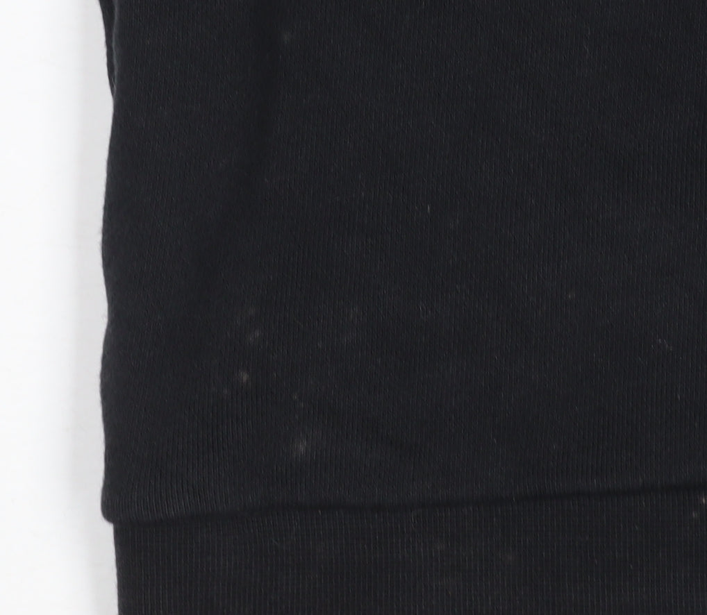 Adidas Mens Black Large Crew Neck Pullover Sweatshirt with White Trim