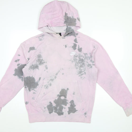 Nike Womens Pink Tie-Dye Pullover Hoodie Size S Cotton Blend