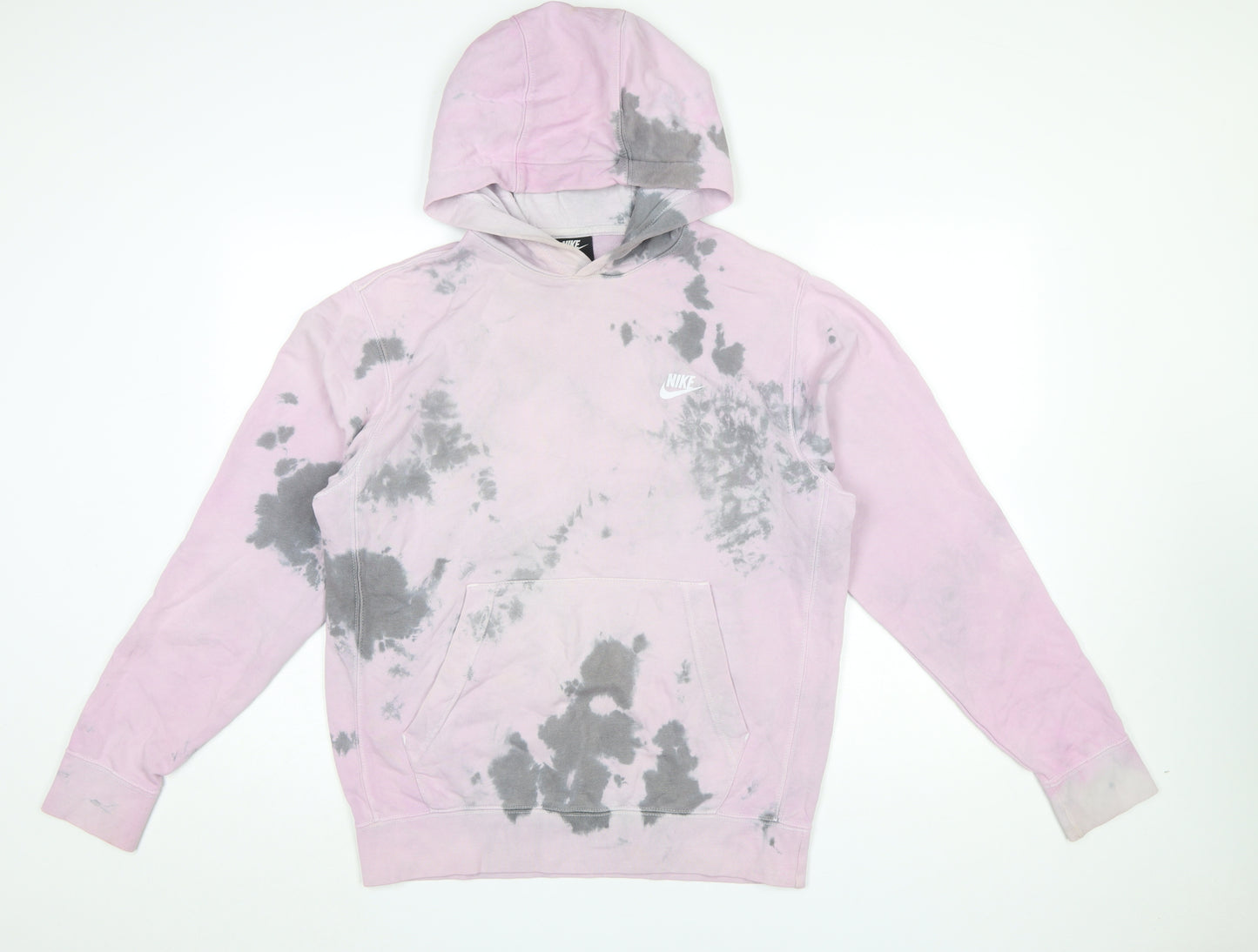 Nike Womens Pink Tie-Dye Pullover Hoodie Size S Cotton Blend