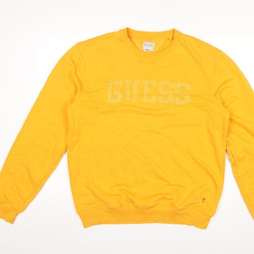 Guess Men's Yellow Slim Fit Logo Sweatshirt L