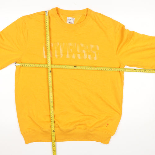 Guess Men's Yellow Slim Fit Logo Sweatshirt L