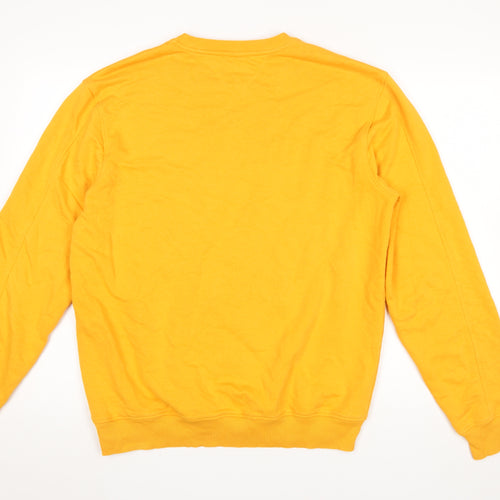 Guess Men's Yellow Slim Fit Logo Sweatshirt L