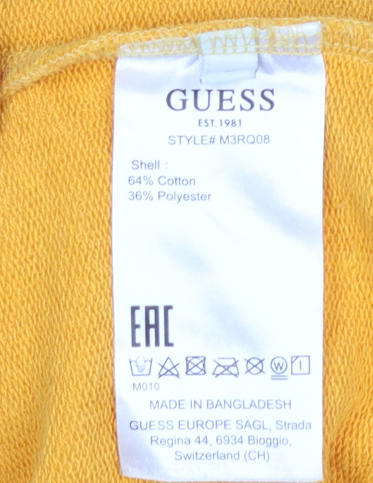 Guess Men's Yellow Slim Fit Logo Sweatshirt L
