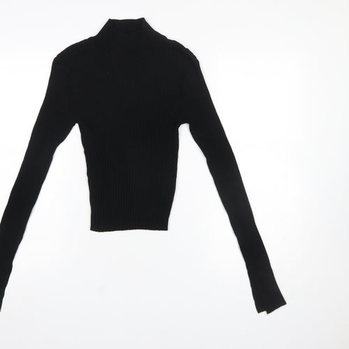 Threadbare Women Black Size 12 Tall Ribbed Roll Neck Jumper