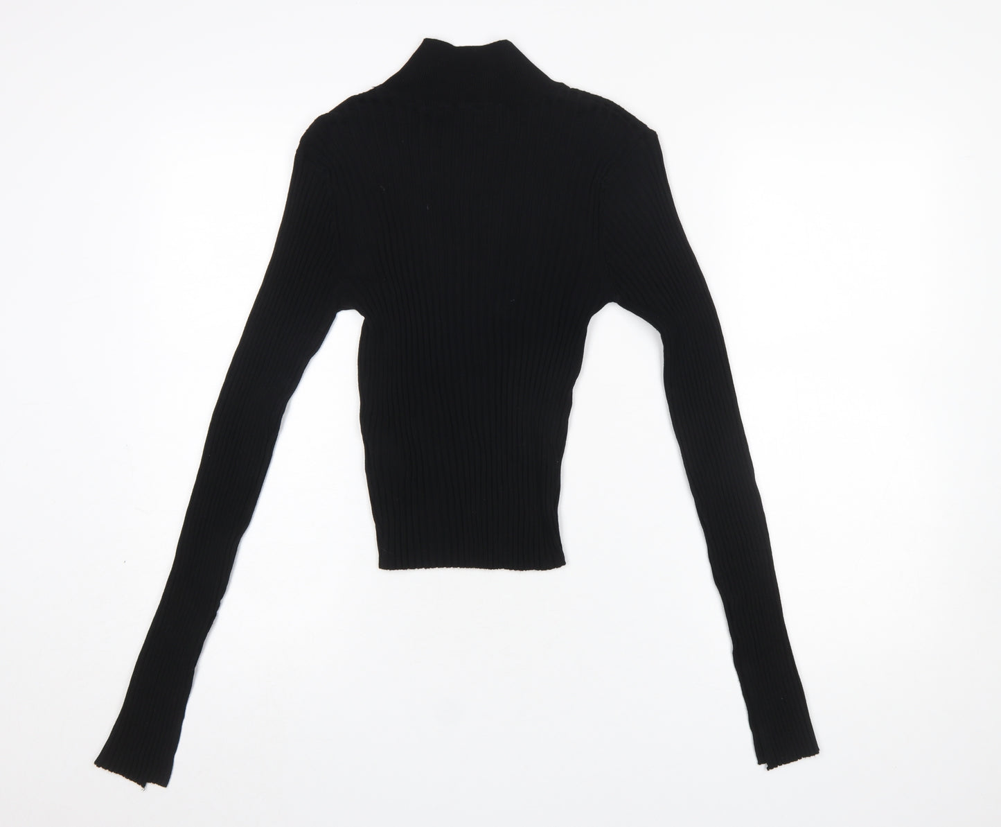 Threadbare Women Black Size 12 Tall Ribbed Roll Neck Jumper