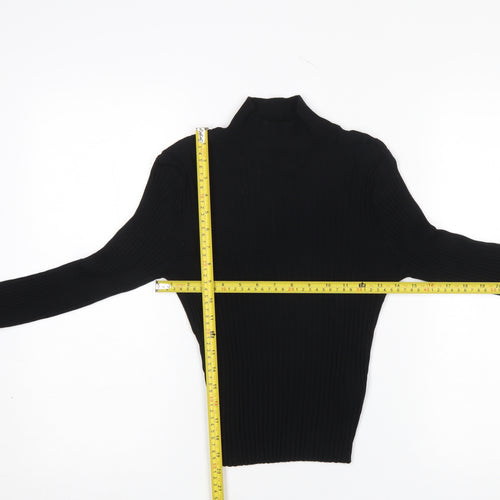Threadbare Women Black Size 12 Tall Ribbed Roll Neck Jumper